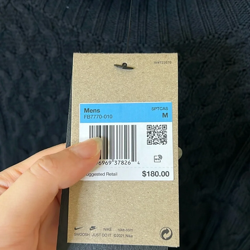 Nike Cable Knit Sweater Turtleneck Black Size Medium Mens Loose Fit - Picture 12 of 16